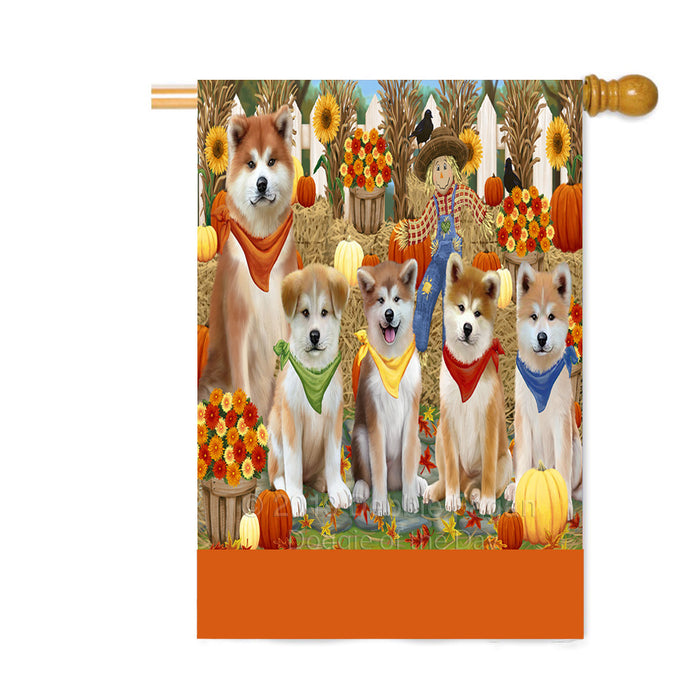 Personalized Fall Festive Gathering Akita Dogs with Pumpkins Custom House Flag FLG-DOTD-A61808
