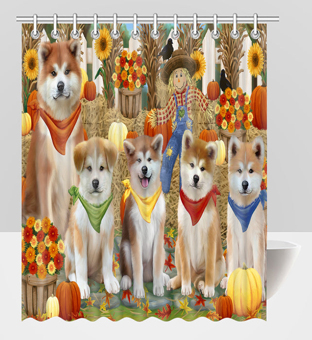 Fall Festive Harvest Time Gathering Akita Dogs Shower Curtain