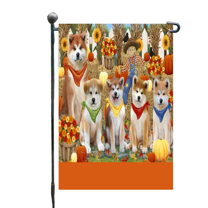 Personalized Fall Festive Gathering Akita Dogs with Pumpkins Custom Garden Flags GFLG-DOTD-A61752