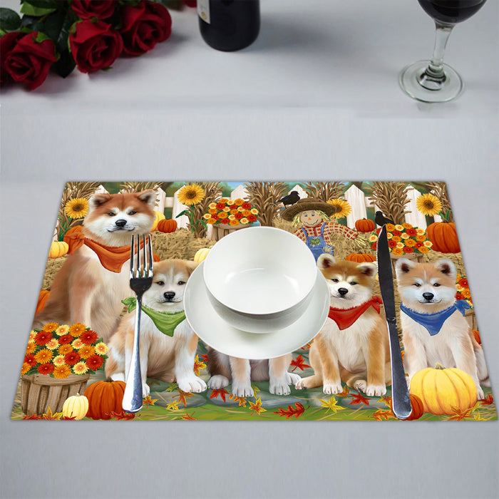 Fall Festive Harvest Time Gathering Akita Dogs Placemat