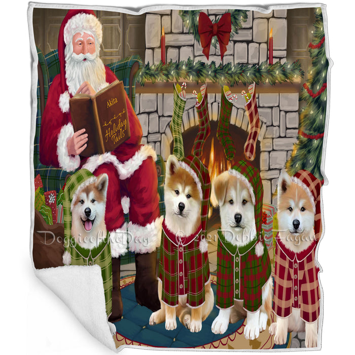 Christmas Cozy Holiday Tails Akitas Dog Blanket BLNKT115194