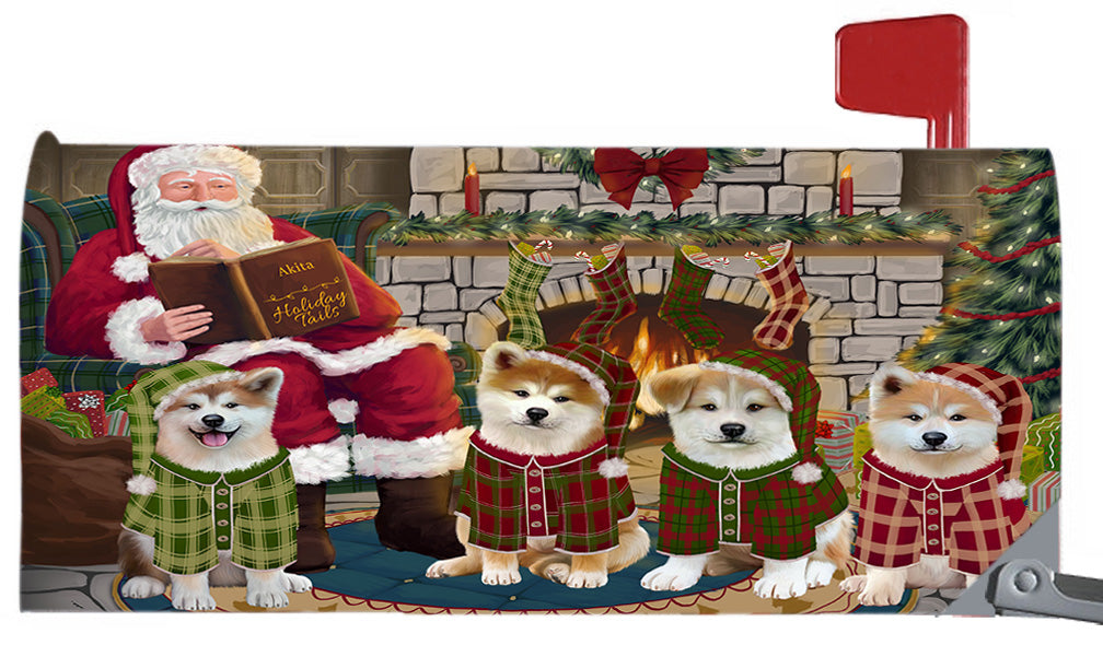 Christmas Cozy Holiday Fire Tails Akita Dogs 6.5 x 19 Inches Magnetic Mailbox Cover Post Box Cover Wraps Garden Yard Décor MBC48864
