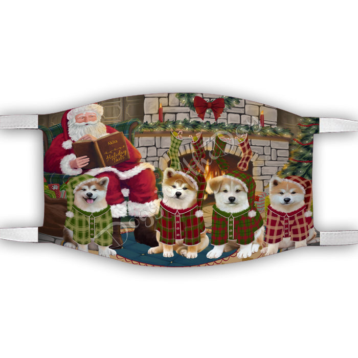 Christmas Cozy Holiday Fire Tails Akita Dogs Face Mask FM48592