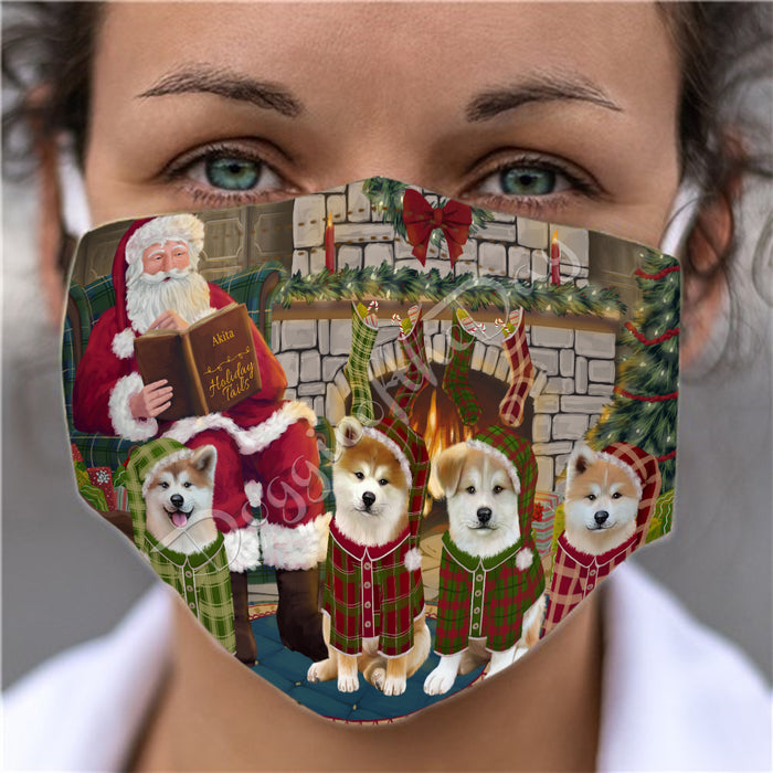 Christmas Cozy Holiday Fire Tails Akita Dogs Face Mask FM48592