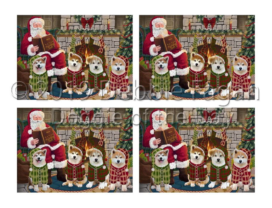 Christmas Cozy Holiday Fire Tails Akita Dogs Placemat