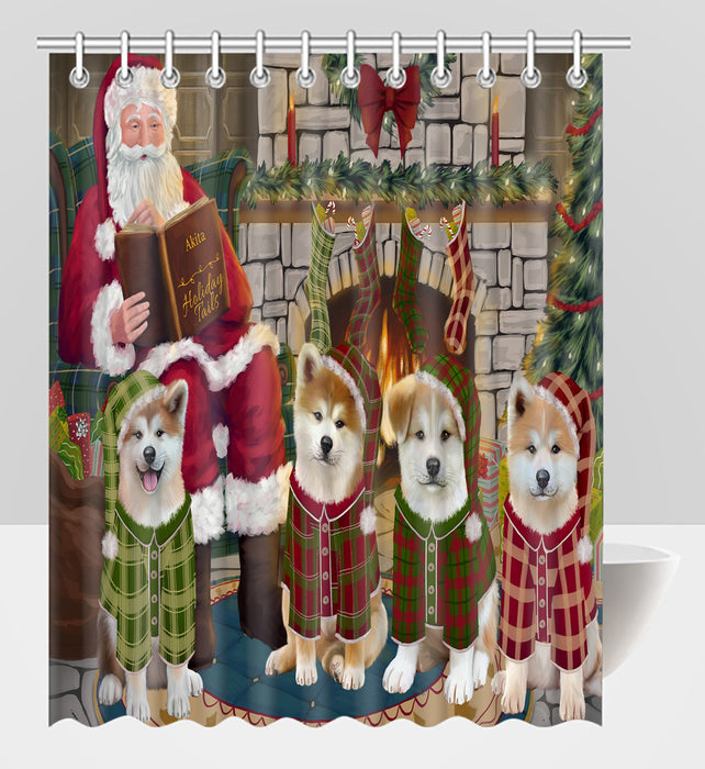 Christmas Cozy Holiday Fire Tails Akita Dogs Shower Curtain