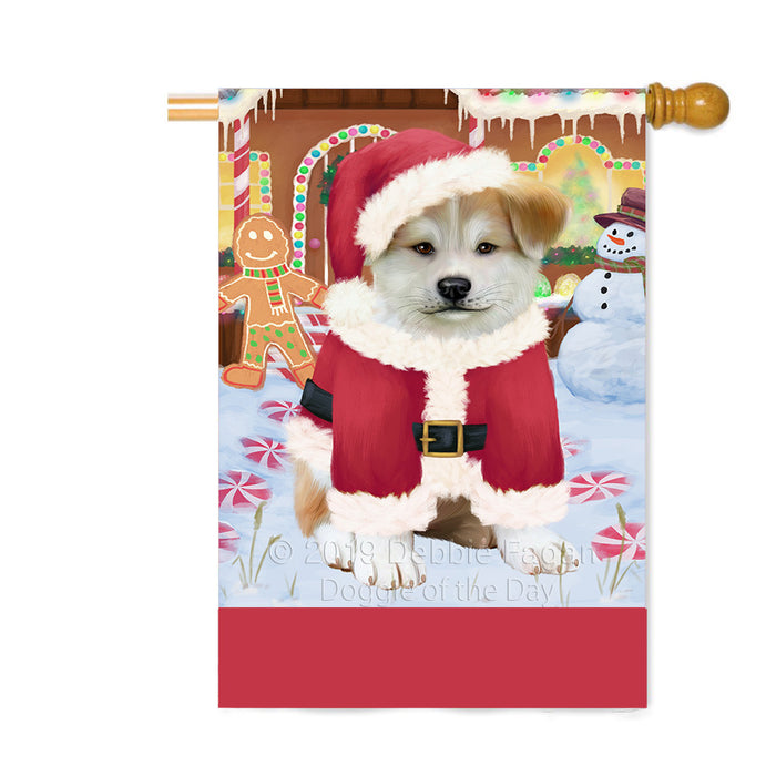 Personalized Gingerbread Candyfest Akita Dog Custom House Flag FLG63669