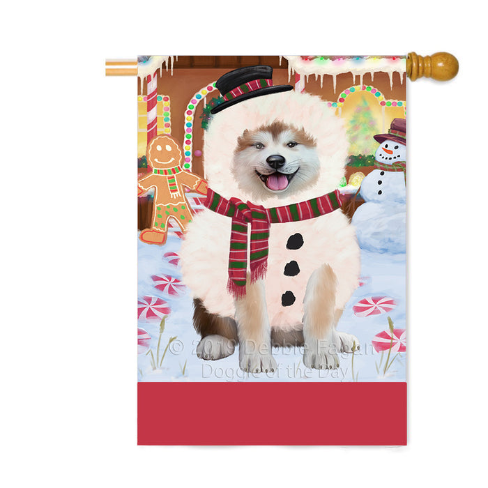 Personalized Gingerbread Candyfest Akita Dog Custom House Flag FLG63670