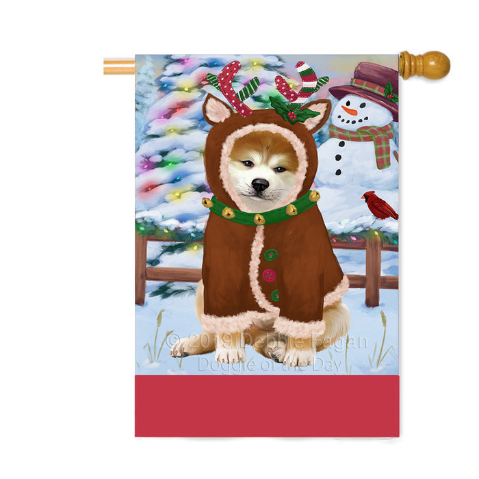 Personalized Gingerbread Candyfest Akita Dog Custom House Flag FLG63671