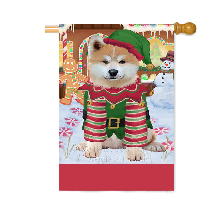 Personalized Gingerbread Candyfest Akita Dog Custom House Flag FLG63672