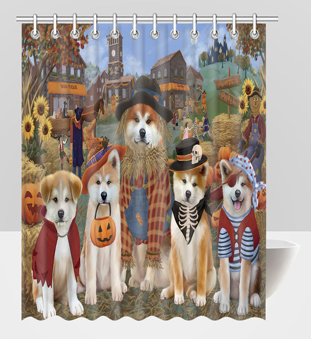 Halloween 'Round Town Akita Dogs Shower Curtain