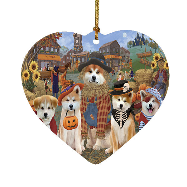 Halloween 'Round Town Akita Dogs Heart Christmas Ornament HPOR57458