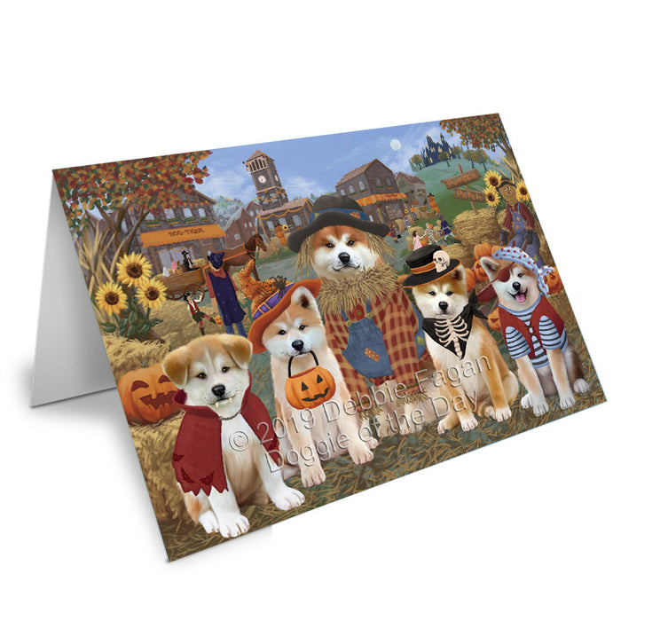 Halloween 'Round Town Akita Dogs Handmade Artwork Assorted Pets Greeting Cards and Note Cards with Envelopes for All Occasions and Holiday Seasons GCD77720