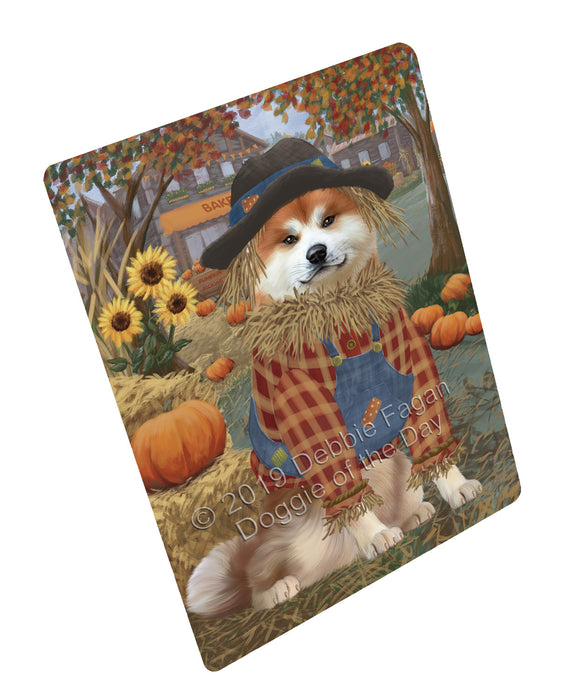 Halloween 'Round Town And Fall Pumpkin Scarecrow Both Akita Dogs Cutting Board C77188