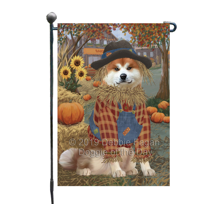 Halloween 'Round Town And Fall Pumpkin Scarecrow Both Akita Dogs Garden Flag GFLG65619