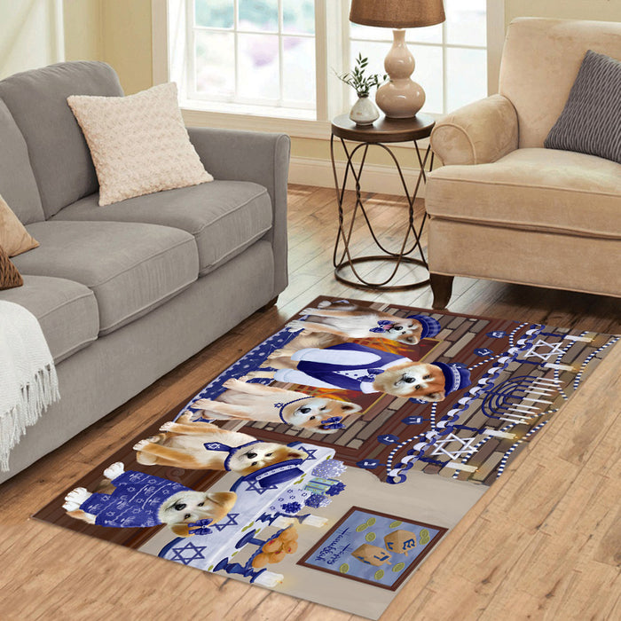 Happy Hanukkah Family and Happy Hanukkah Both Akita Dogs Area Rug
