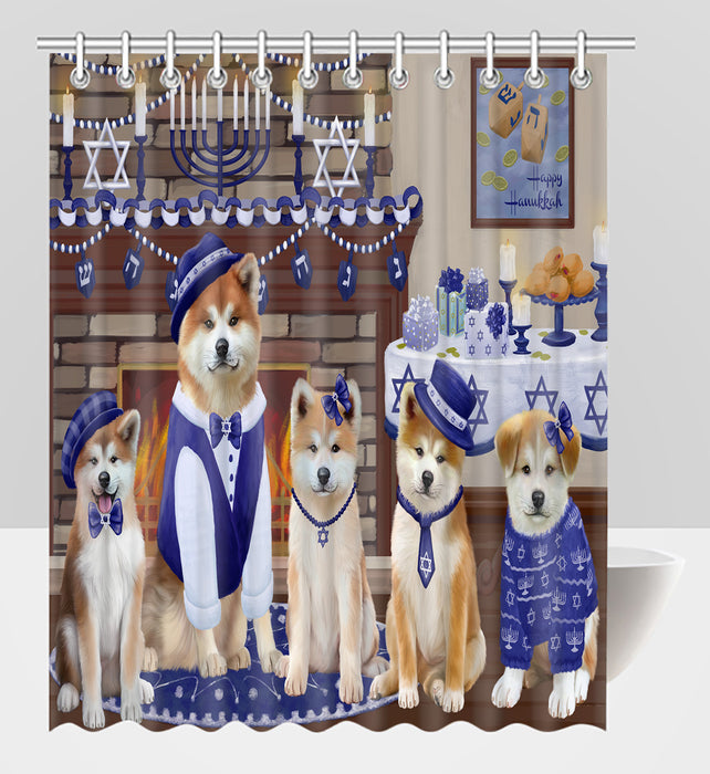 Happy Hanukkah Family Akita Dogs Shower Curtain