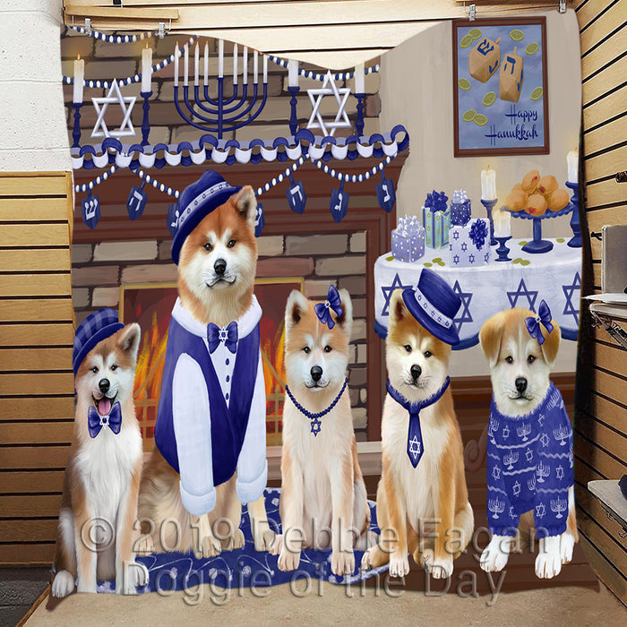 Happy Hanukkah Family and Happy Hanukkah Both Akita Dogs Quilt