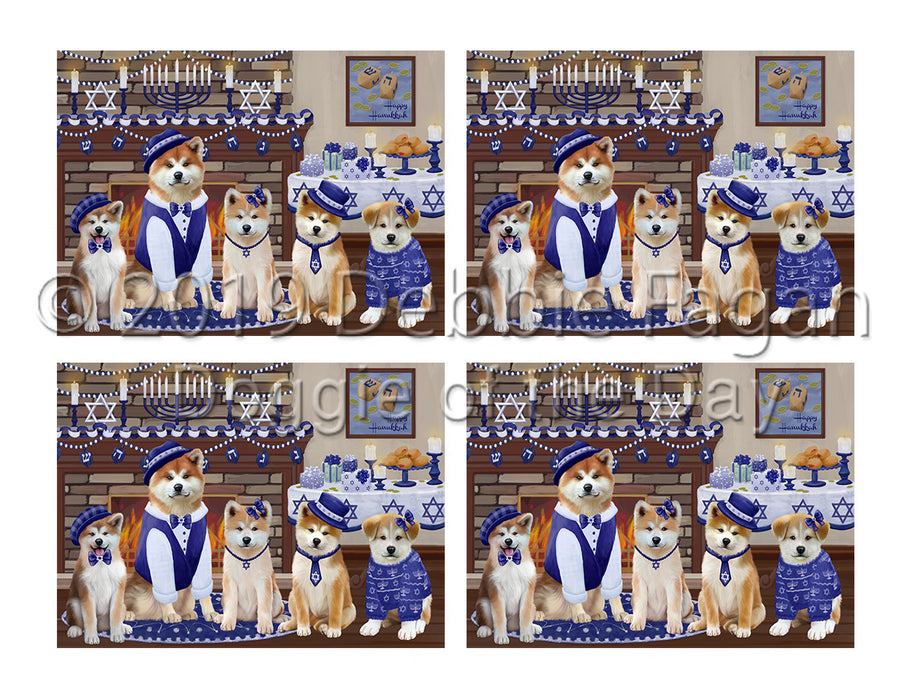 Happy Hanukkah Family Akita Dogs Placemat