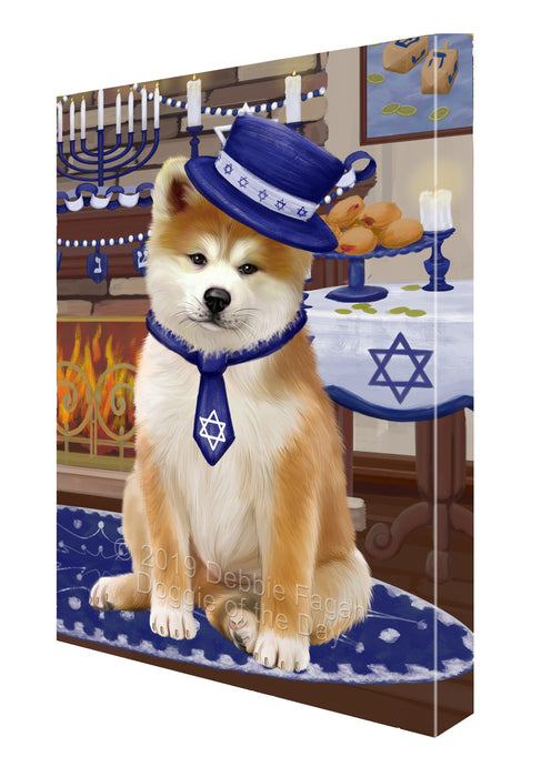 Happy Hanukkah Family and Happy Hanukkah Both Akita Dog Canvas Print Wall Art Décor CVS140309