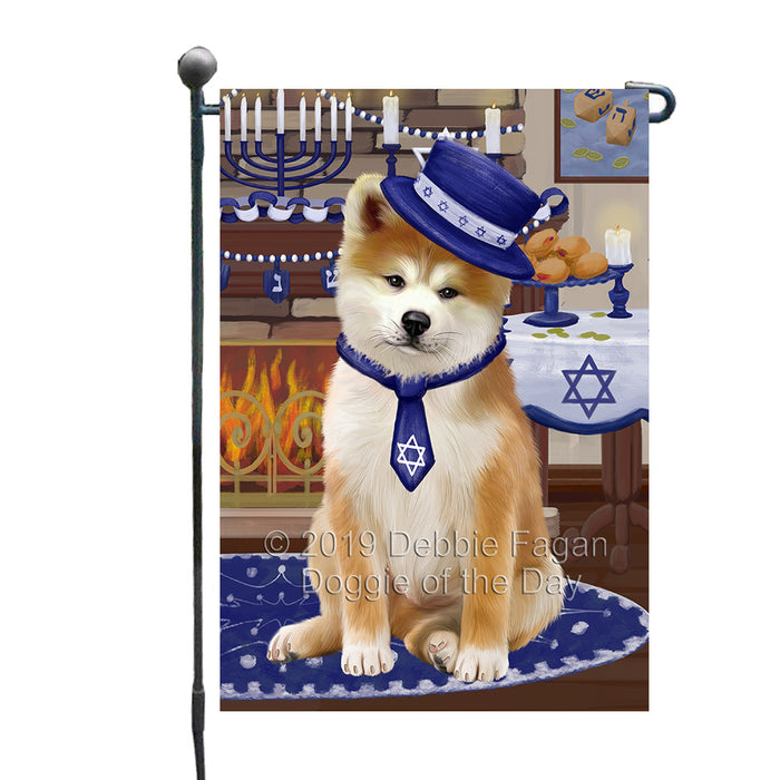 Happy Hanukkah Family and Happy Hanukkah Both Akita Dog Garden Flag GFLG65680