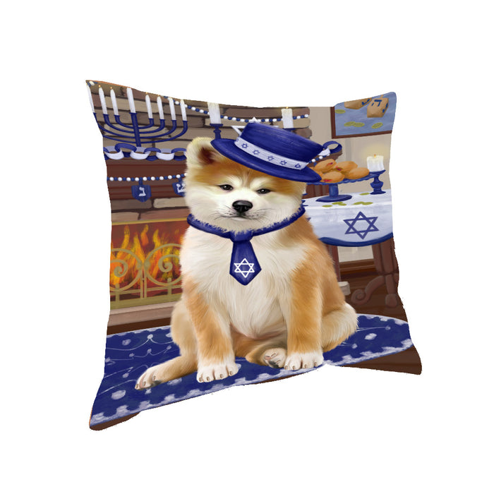 Happy Hanukkah Family and Happy Hanukkah Both Akita Dog Pillow PIL82944
