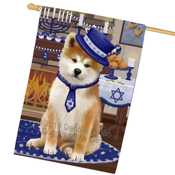 Happy Hanukkah Akita Dog House Flag FLG65848