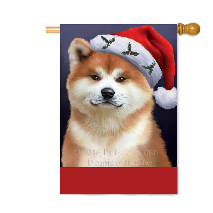 Personalized Christmas Holidays Akita Dog Wearing Santa Hat Portrait Head Custom House Flag FLG-DOTD-A59845