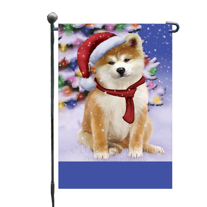 Personalized Winterland Wonderland Akita Dog In Christmas Holiday Scenic Background Custom Garden Flags GFLG-DOTD-A61191