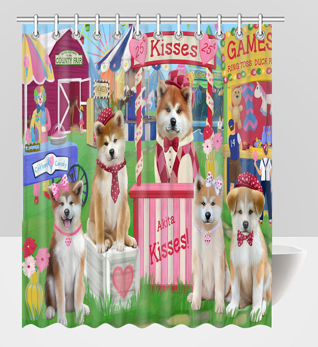 Carnival Kissing Booth Akita Dogs Shower Curtain