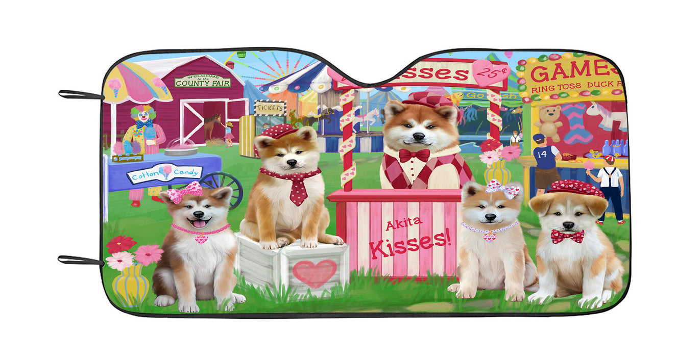 Carnival Kissing Booth Akita Dogs Car Sun Shade