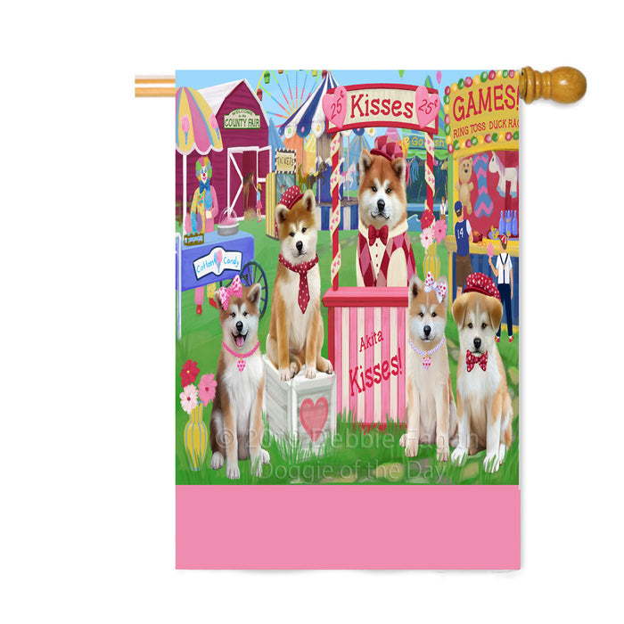 Personalized Carnival Kissing Booth Akita Dogs Custom House Flag FLG63568