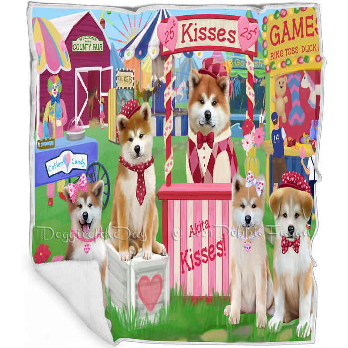 Carnival Kissing Booth Akitas Dog Blanket BLNKT121359