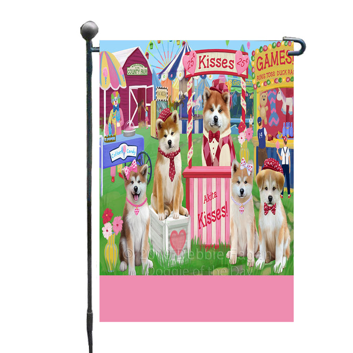 Personalized Carnival Kissing Booth Akita Dogs Custom Garden Flag GFLG64244
