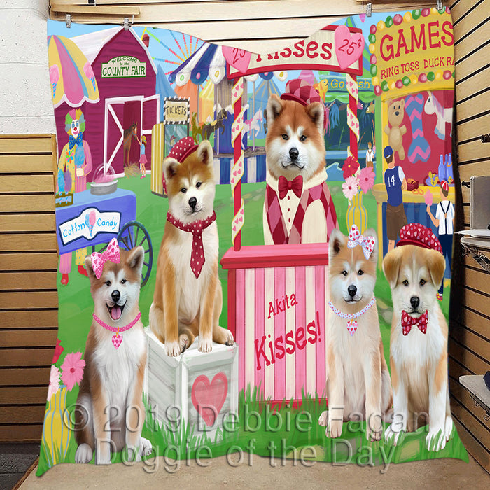 Carnival Kissing Booth Akita Dogs Quilt