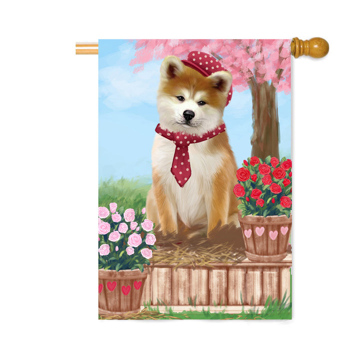 Personalized Rosie 25 Cent Kisses Akita Dog Custom House Flag FLG64763