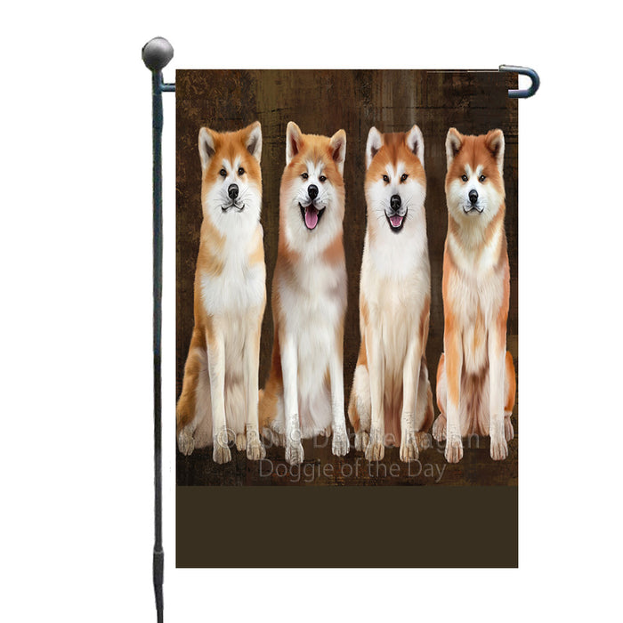 Personalized Rustic 4 Akita Dogs Custom Garden Flag GFLG63338