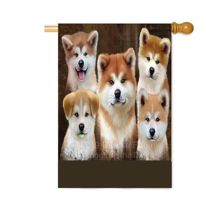 Personalized Rustic 5 Akita Dogs Custom House Flag FLG-DOTD-A62601