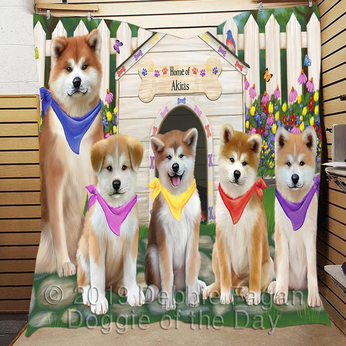 Spring Dog House Akita Dogs Quilt