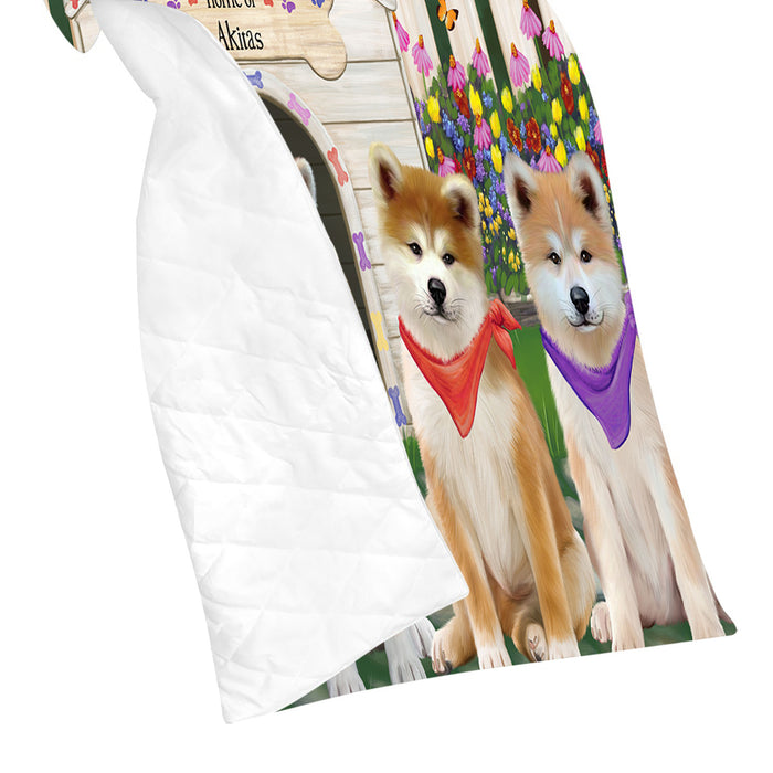 Spring Dog House Akita Dogs Quilt