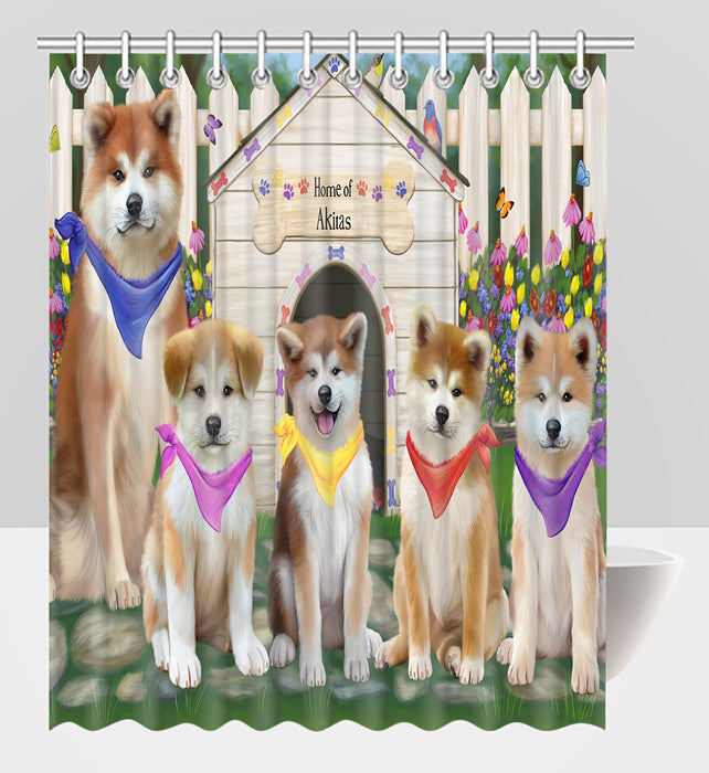Spring Dog House Akita Dogs Shower Curtain