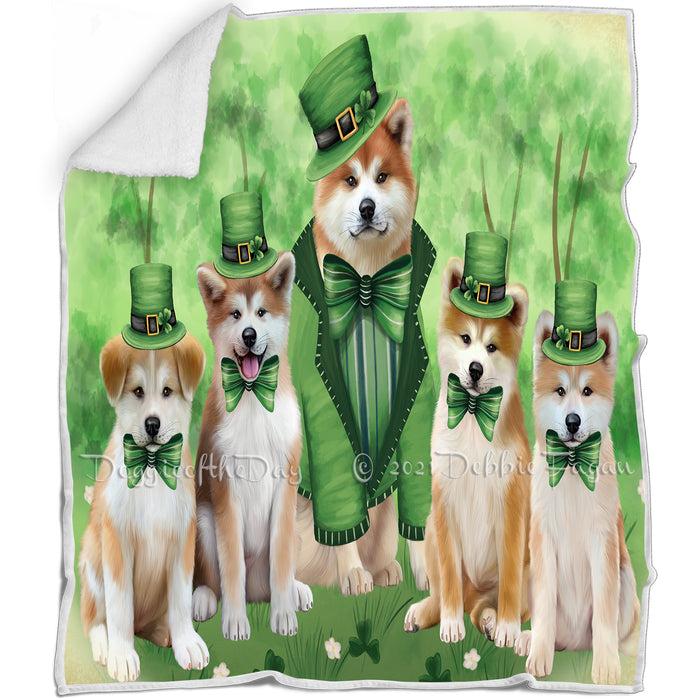 St. Patricks Day Irish Portrait Akita Dogs Blanket BLNKT132321
