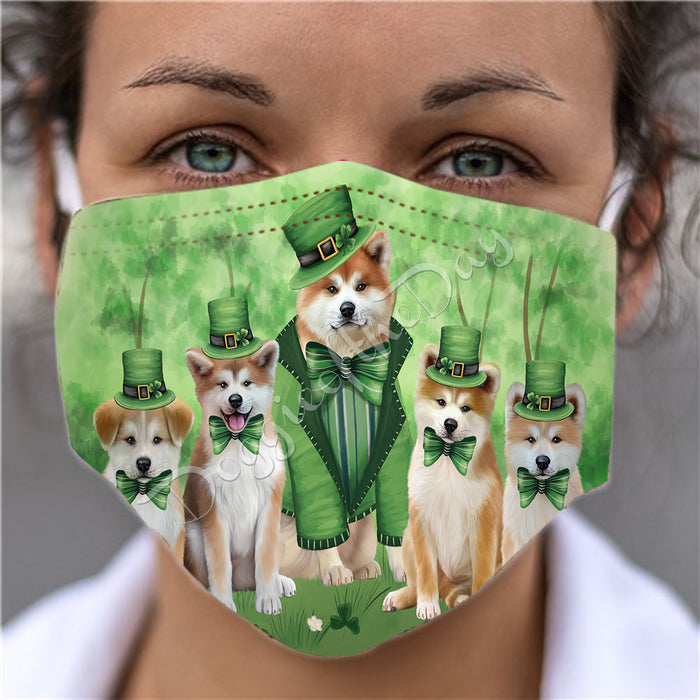 St. Patricks Day Irish Akita Dogs Face Mask FM50110