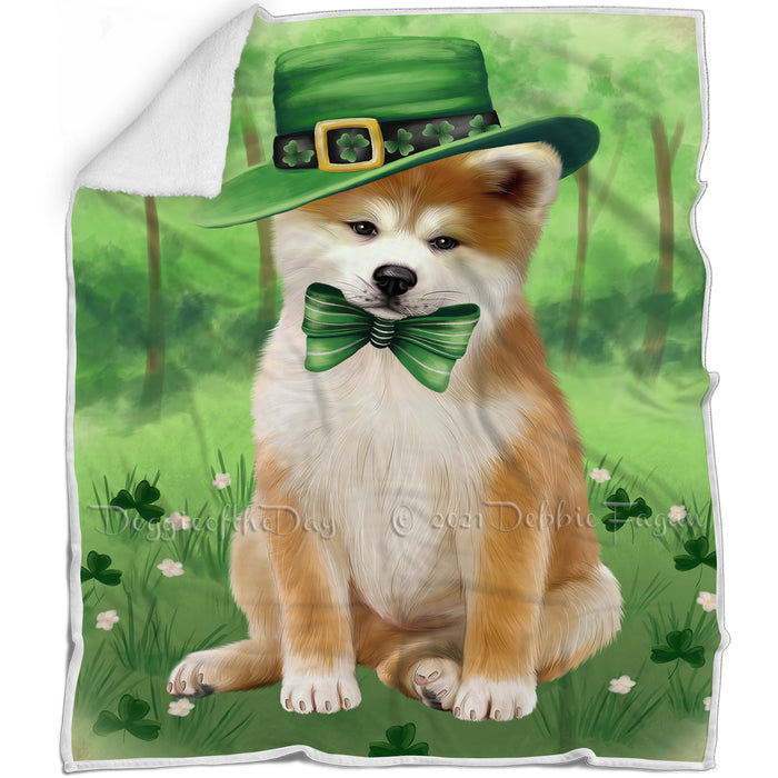 St. Patricks Day Irish Portrait Akita Dog Blanket BLNKT132330