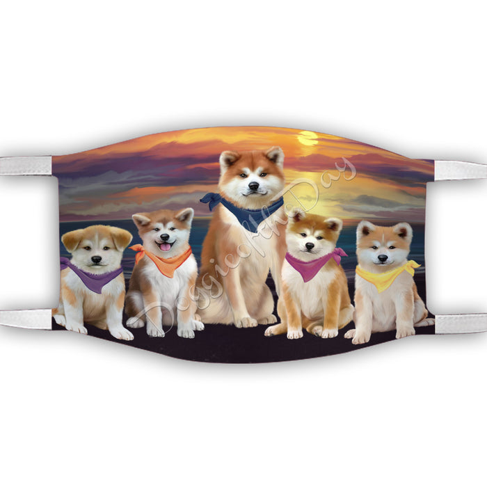 Family Sunset Akita Dogs Face Mask FM49162