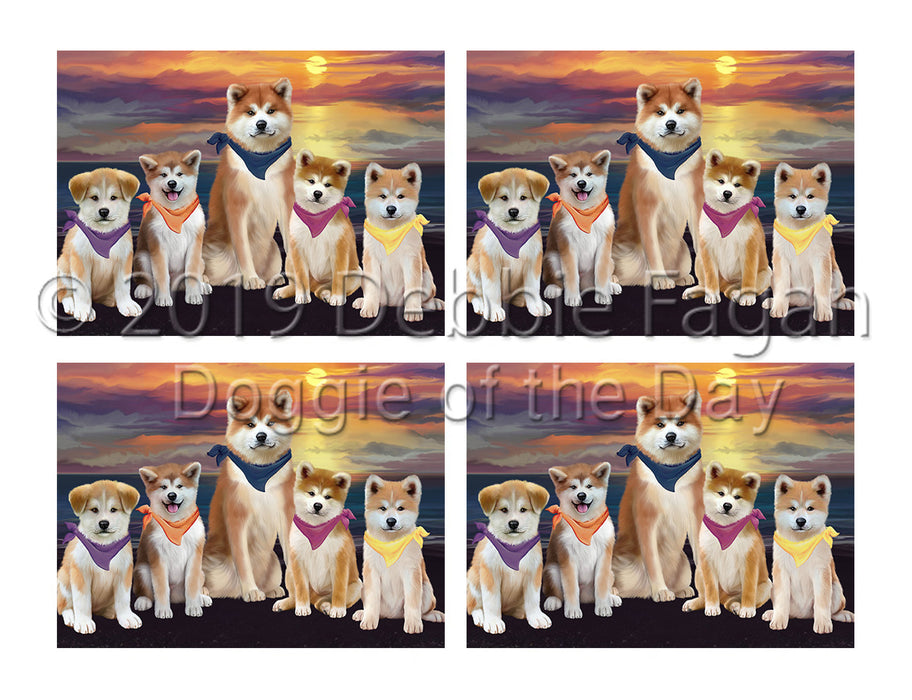 Family Sunset Portrait Akita Dogs Placemat
