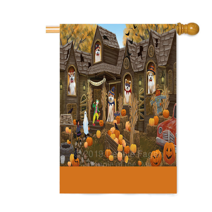 Personalized Haunted House Trick or Treat Halloween Akita Dogs Custom House Flag FLG-DOTD-A59466