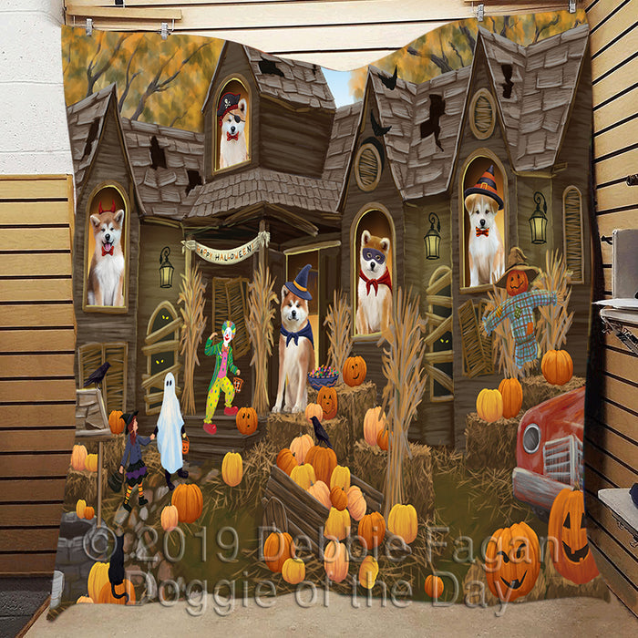Haunted House Halloween Trick or Treat Akita Dogs Quilt