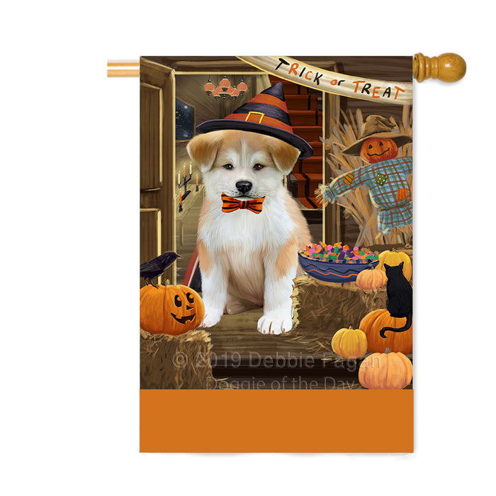 Personalized Enter at Own Risk Trick or Treat Halloween Akita Dog Custom House Flag FLG-DOTD-A59467