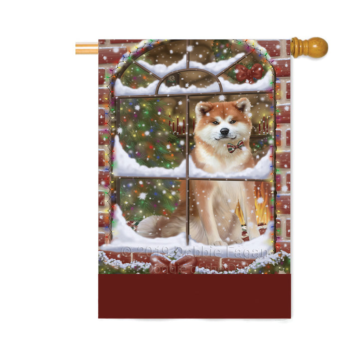 Personalized Please Come Home For Christmas Akita Dog Sitting In Window Custom House Flag FLG-DOTD-A60160